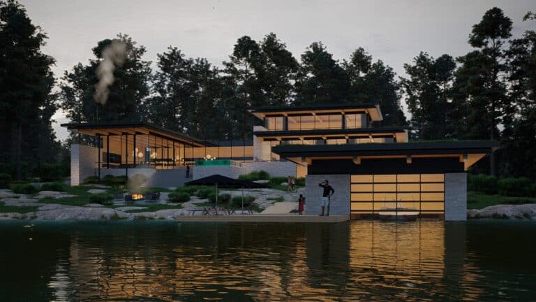 Exterior render of Muskoka Living Project